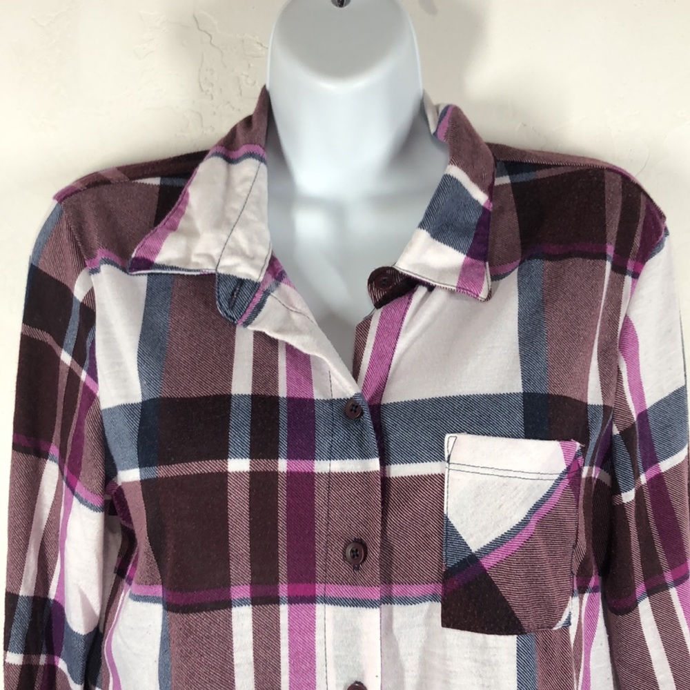 Rue 21 purple plaid soft flannel size large - Picture 2 of 10